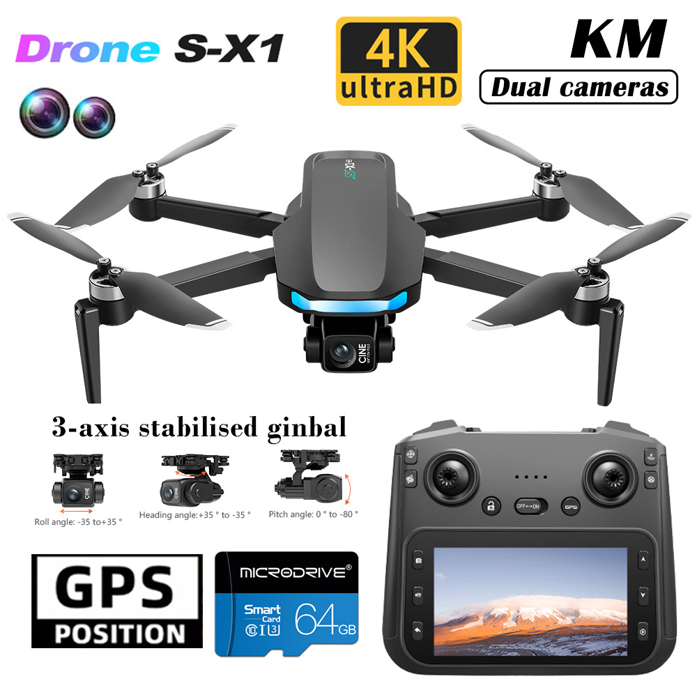 Drone X1 Rc - S-X1 신형 드론, 스크린 탑재, 3축
